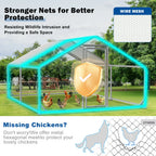 Large Metal Chicken Coop Upgrade with Tri - Supporting Structure and Hexagonal Wire Mesh, Chicken Pen with Waterproof and Anti - UV Cover, Walk - in Chicken Coop, Outdoor Duck and Rabbit House (13’ L x 10’ W x 6.5’ H)