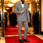 Men's Jacquard 2 Piece Suits Slim Fit Double Breasted Suit Jacket Pants Set Casual Wedding Casual Business
