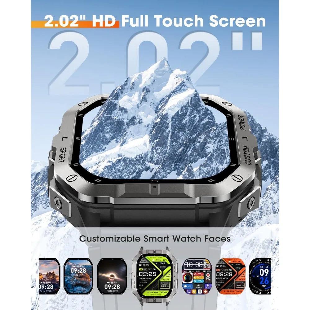 Smart Watches for Men: 2.02" Display, GPS, Sleep/Heart Rate, 100+ Modes, Waterproof Tracker