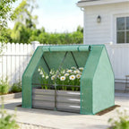 Mini greenhouse for garden bed use, green and dark gray colored durable plastic construction with UV protection and ventilation