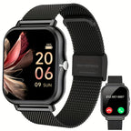 Full Touchscreen Smartwatch for Men and Women, Wireless Bluetooth for Making/answering Calls, 100+ Sports Modes, Weather, Stopwatch, Timer, Alarm Clock, Alloy Case, Stainless Steel Strap, Stylish and Minimalist Design, Compat