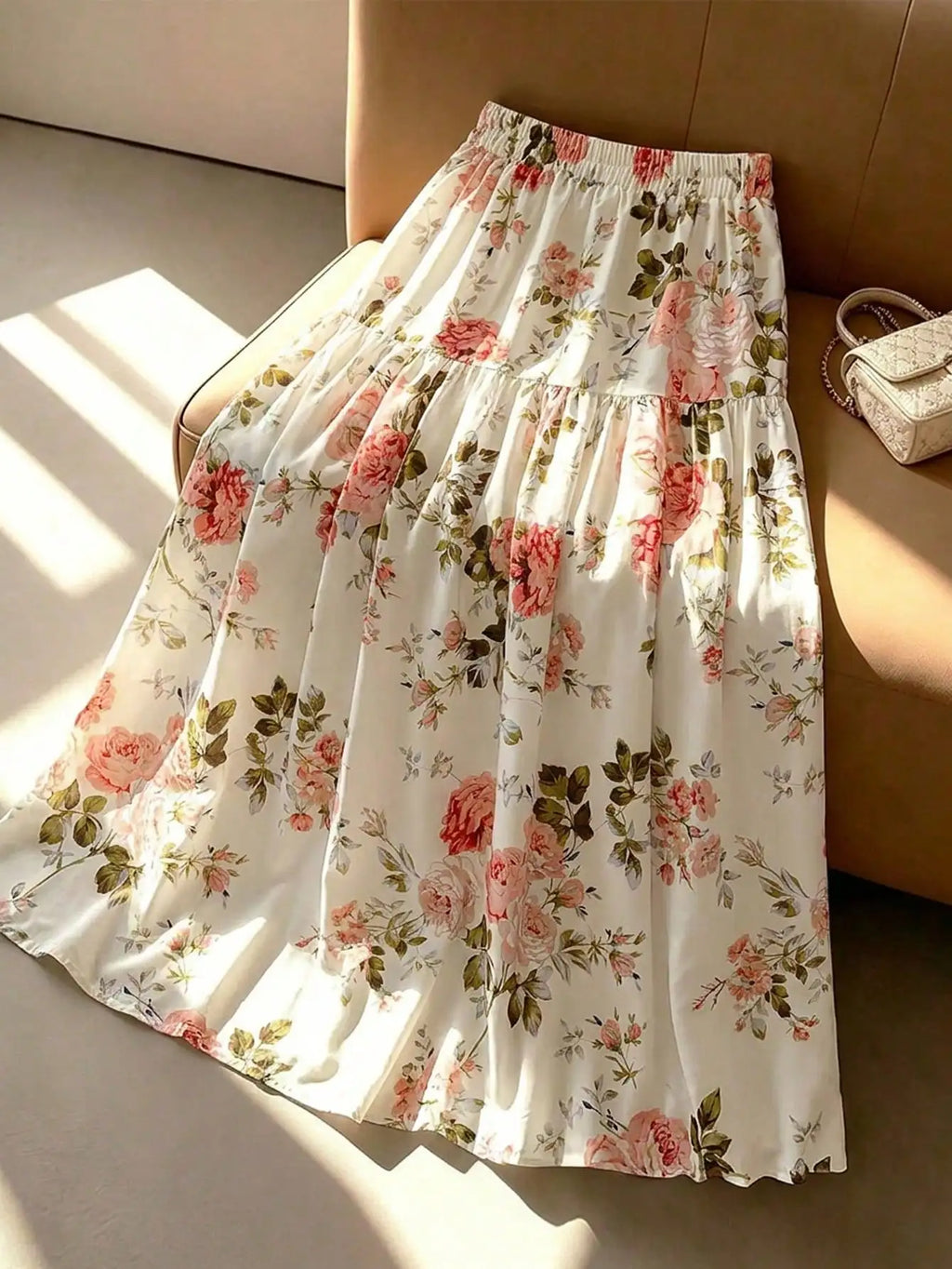 GlowEve Women's Summer Multi-Color Print Elastic Waist Patchwork Flared Long Skirt, EleBack To School, Teacher, Formal Occasions, Gifts, Dates, Street Photography, Summer Clothing, Summer Skirt, Summer Fashion Item, Niche Des
