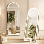 Arched LED Full Length Mirror, 64x23 Inch Large Arch Floor Mirror with Lights, Dimmable Full Body Standing Mirror, Customized