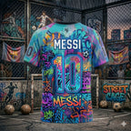 Kids Unisex Argentina Messi #10 Graffiti Soccer T-Shirt Quick Dry Breathable Football Training Jersey World Cup Fan Commemorative Tee