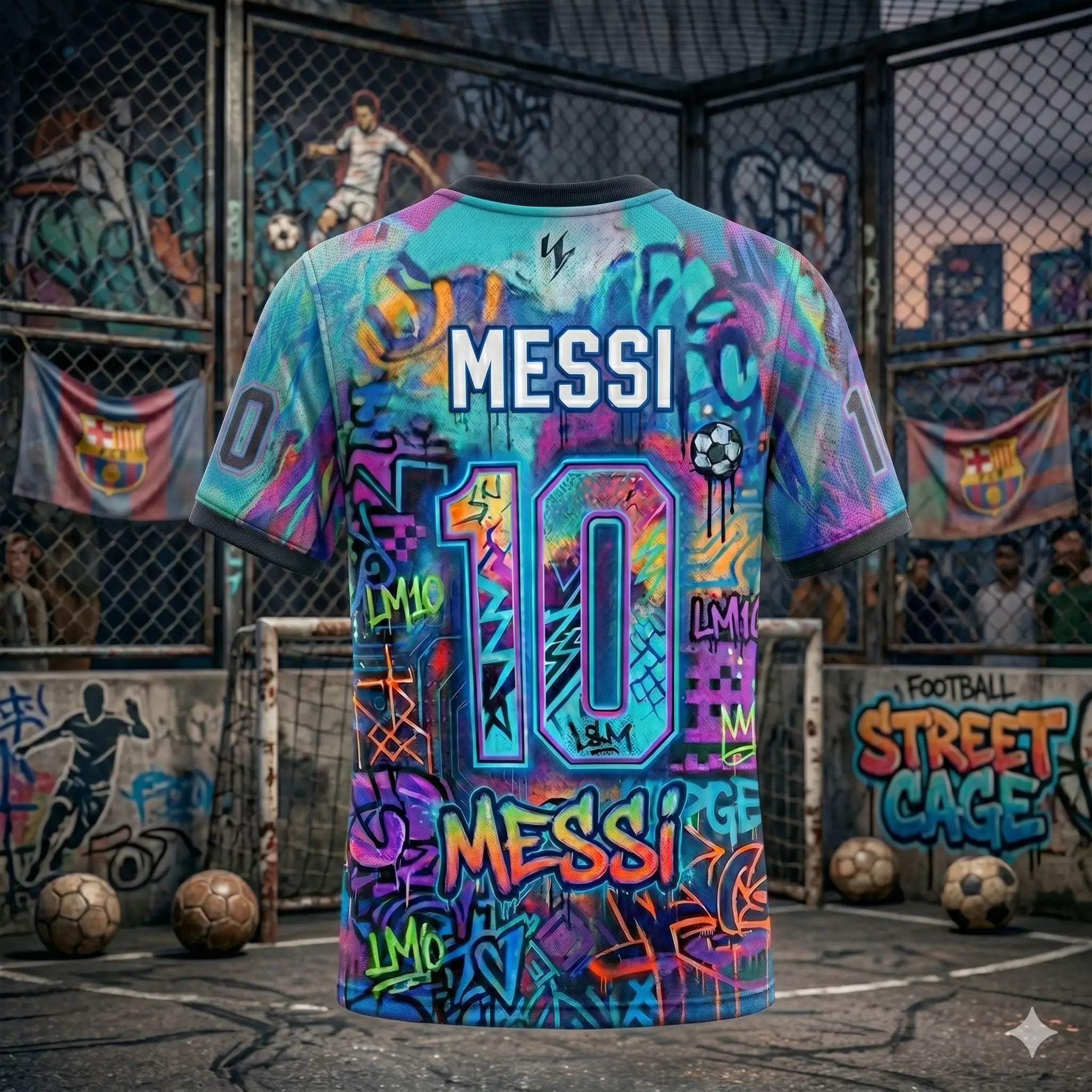 Kids Unisex Argentina Messi #10 Graffiti Soccer T-Shirt Quick Dry Breathable Football Training Jersey World Cup Fan Commemorative Tee