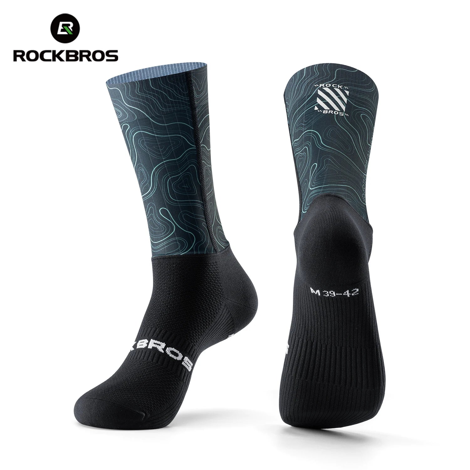 ROCKBROS Cycling Aero Socks Lightweight Elastic Breathable Socks Non-slip Shock Absorption Odorless Anti-bacterial Cycling Socks
