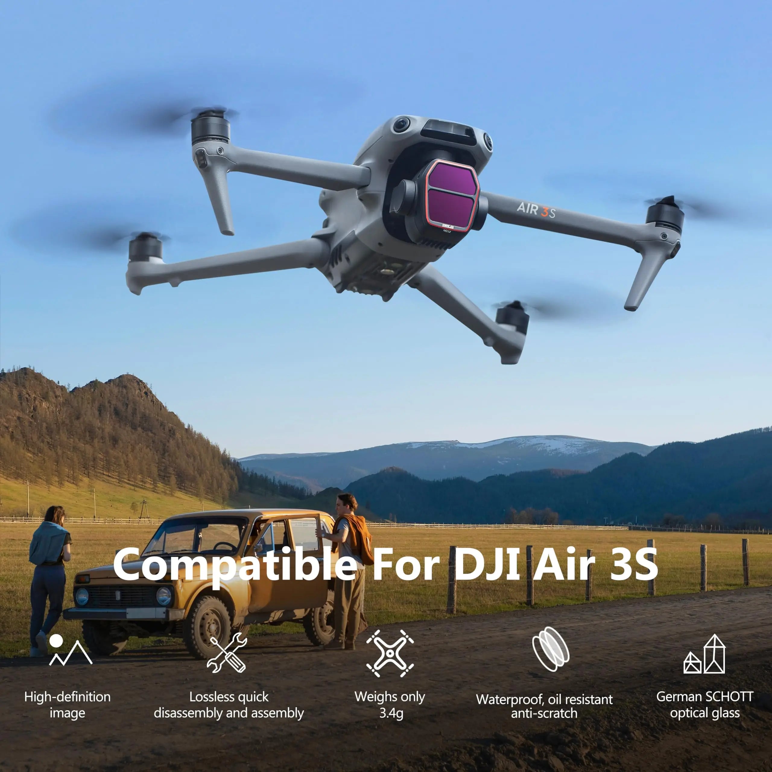 STARTRC ND & CPL Filters Set for DJI Air 3S Accessories, 4 Filters Pack-(ND/16/64/256/CPL)