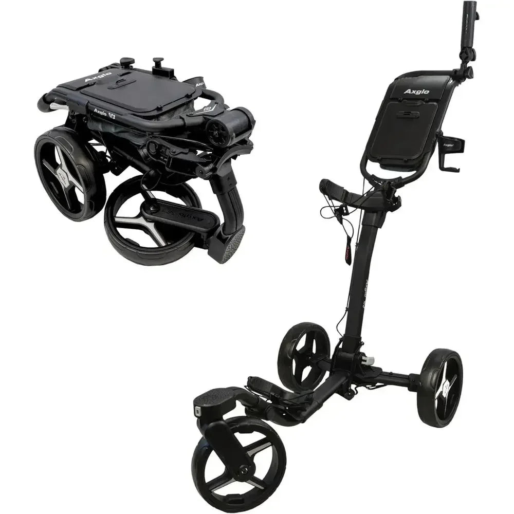 3-Wheel Golf Push Cart with 360° Swivel Front Wheel, Lightweight & Durable, Foldable for Easy Storage, Hand & Dual Brake System,