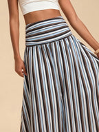 Travachic Women's Ruched Striped Casual Vacation Midi Skirt