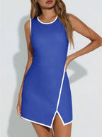 Women's Tennis Dress With Built-In Shorts & Pockets, Sleeveless Athletic Mini Dress With Bra, Golf Sports Dress