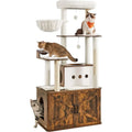 66.9-Inch Large Cat Tower with Litter Box Enclosure, Condo, Food Station, Storage, Scratching Posts, Cave, Hammock, Washable Cus