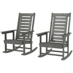 2 Outdoor Rocking Chairs, HDPE High Back Patio Rockers, Dark Gray