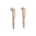 Rose Gold Plated Paved Oval Link Chain Drop Earrings with CZ Pave & Layered Dangle Design