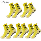 1/5/10/20 Pairs Unisex Mid Calf Sports Socks Silicone Anti Slip Dots Football Basketball Yoga Athletic Socks For Men