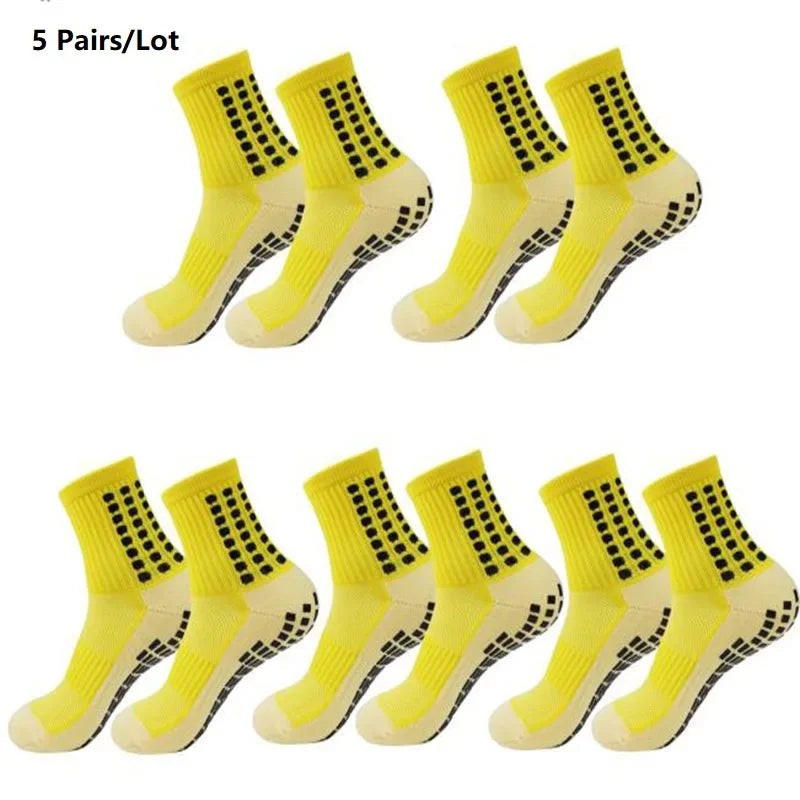 1/5/10/20 Pairs Unisex Mid Calf Sports Socks Silicone Anti Slip Dots Football Basketball Yoga Athletic Socks For Men