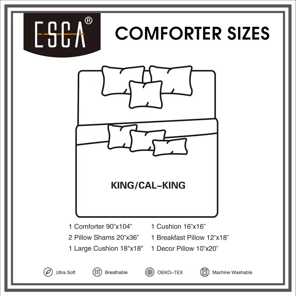 King Size 7-Piece Mauve Botanical Bedding Set