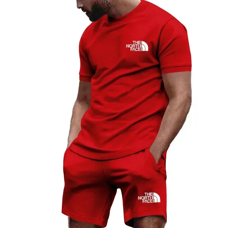 Hot Selling Men's Athletic Outfit Breathable Short Sleeve Tee & Sweatpants Set Casual Sports Suit for Workout Daily Wear