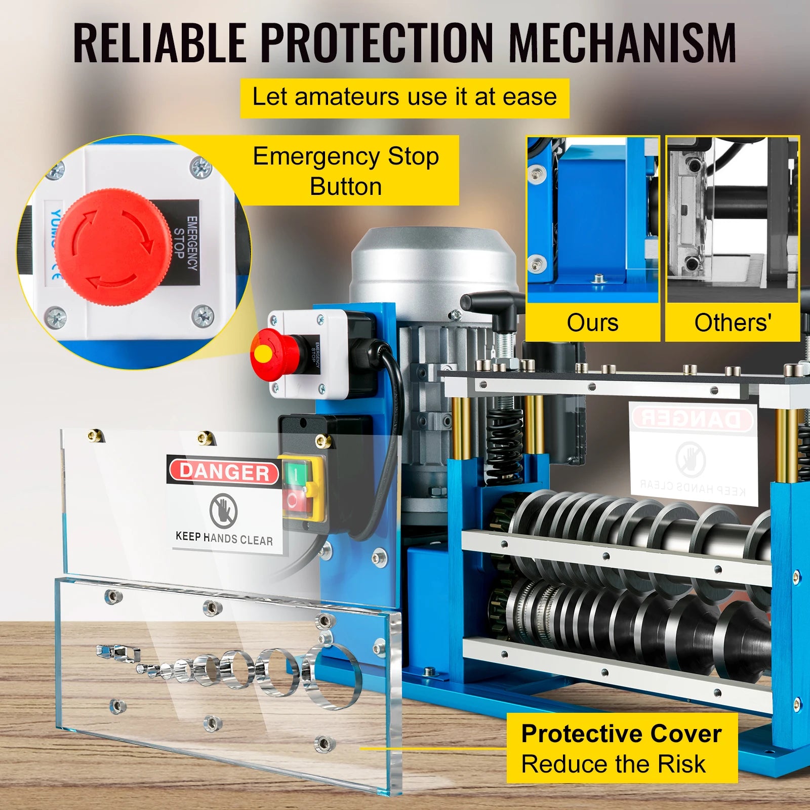 SucceBuy Electric Wire Stripping Machine Cable Stripper 1.5-38mm 11 Channels Acrylic+Aluminum W/Blade for Scrap Copper Recycling