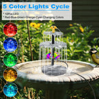 Outdoor Solar Fountain Patio Solar Water Fountain Solar Bird Bath Fountain Waterproof Cascade Water Feature Outdoor Garden