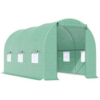 7x7x15 Walk-in Tunnel Greenhouse, Roll-Up Door, Windows, PE Cover, Ideal for Plant Growing in Backyard Garden