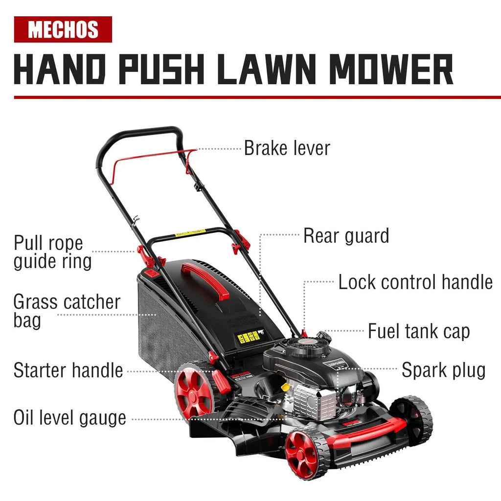 201cc 4-Stroke Gas Hand Push Lawn Mower, Gas Self-Propelled Lawn mower, 21-Inch Steel Deck, 3-in-1 Bagging, Side Discharge & Mulching, 7-Position Height Adjustment, Easy Start & Low Maintenance for Small Yards(Hand Push/Self-