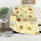 1PC Cute Rilakkuma Bear Blanket – Plush Warm Throw for Sofa Bedroom Office Travel, Perfect Kids Birthday Gift
