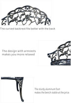 Outdoor Park Yard Patio Balcony Use, Cast Aluminum, Copper, Anti-Rust, Double Seat