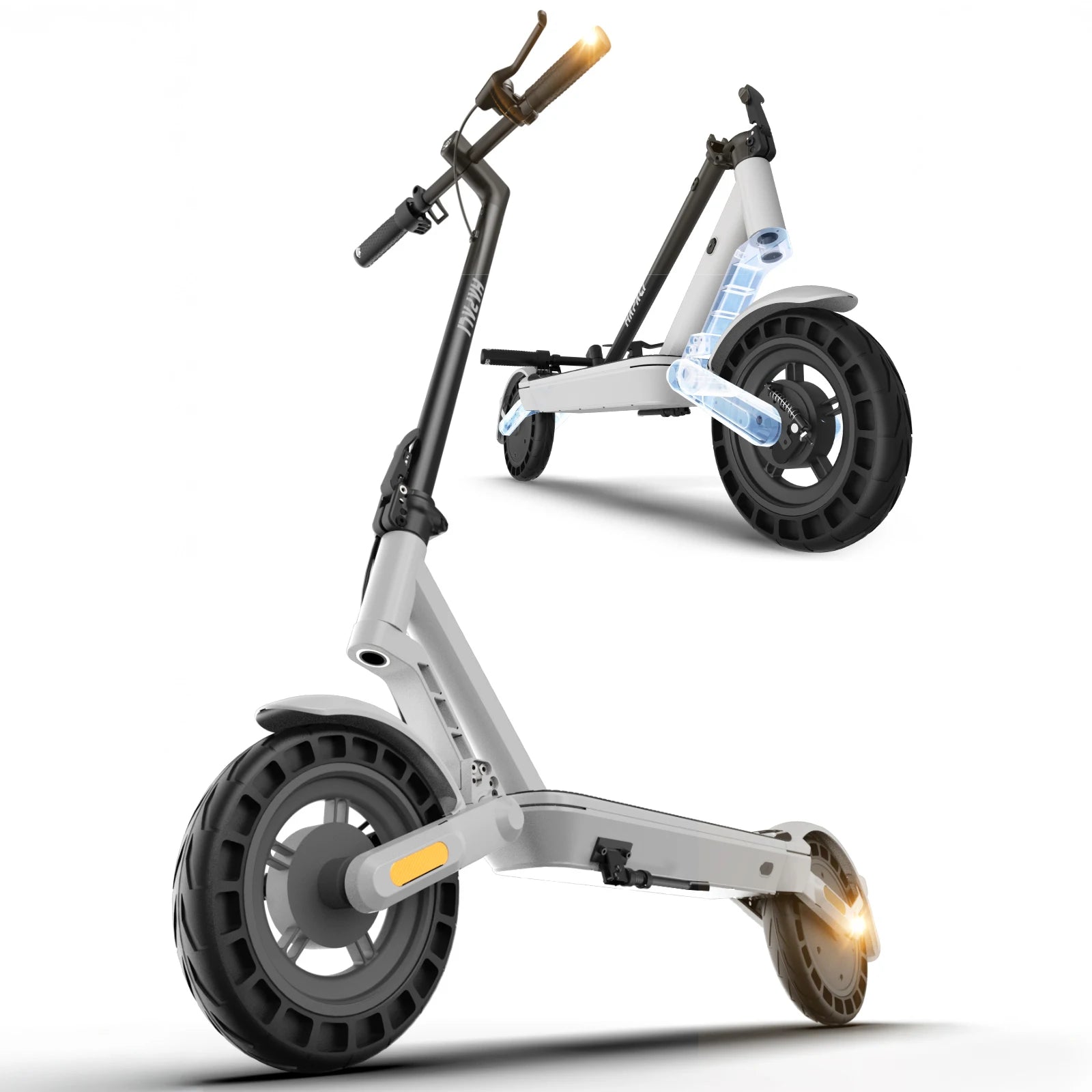 Electric Scooter for Adults with Double Swing-Arm Suspension, 21-Mile Range - 10" Tires & Full 360° Lights
