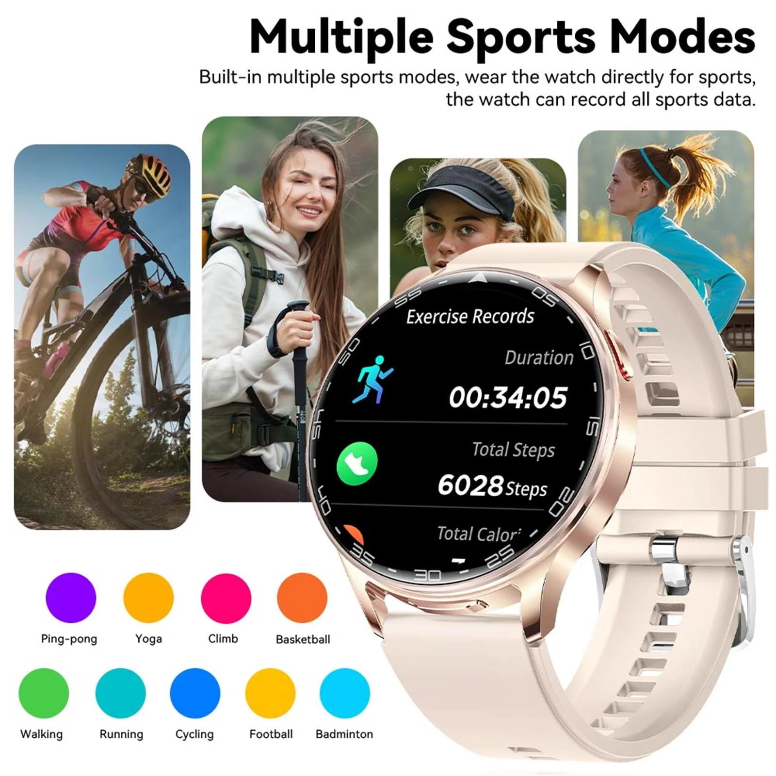 EIGIIS 2026 2-in-1 Smart Watch with Hidden Earbuds 1.39"IPS HD Screen 280mAh Sports Fitness Tracker Heart Rate Monitor for Women