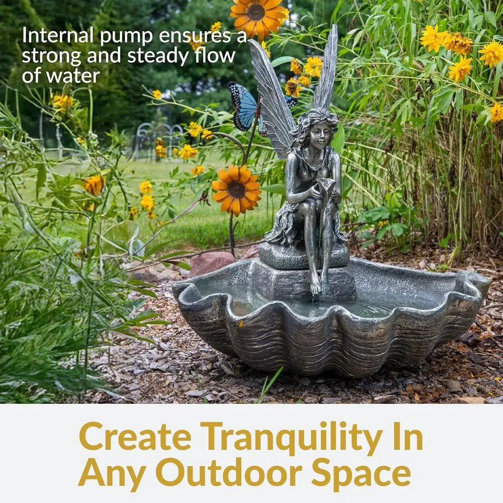 30-Inch Outdoor Waterfall Fountain with Submersible Pump for Patio, Lawn, or Yard