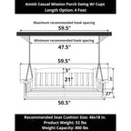 Durable 800 lbs Capacity 4-Person Porch Swing with Cup Holders, Untreated