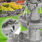 3-Tier Outdoor Water Fountain with Pump & Pine Top, 48.4 Tall Large Pillar Waterfalls for Indoor or Outdoor, Deck Patio Garden F