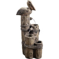 4-Tier Brown Cascading Waterfall Fountain, Durable Outdoor Pier Post Design