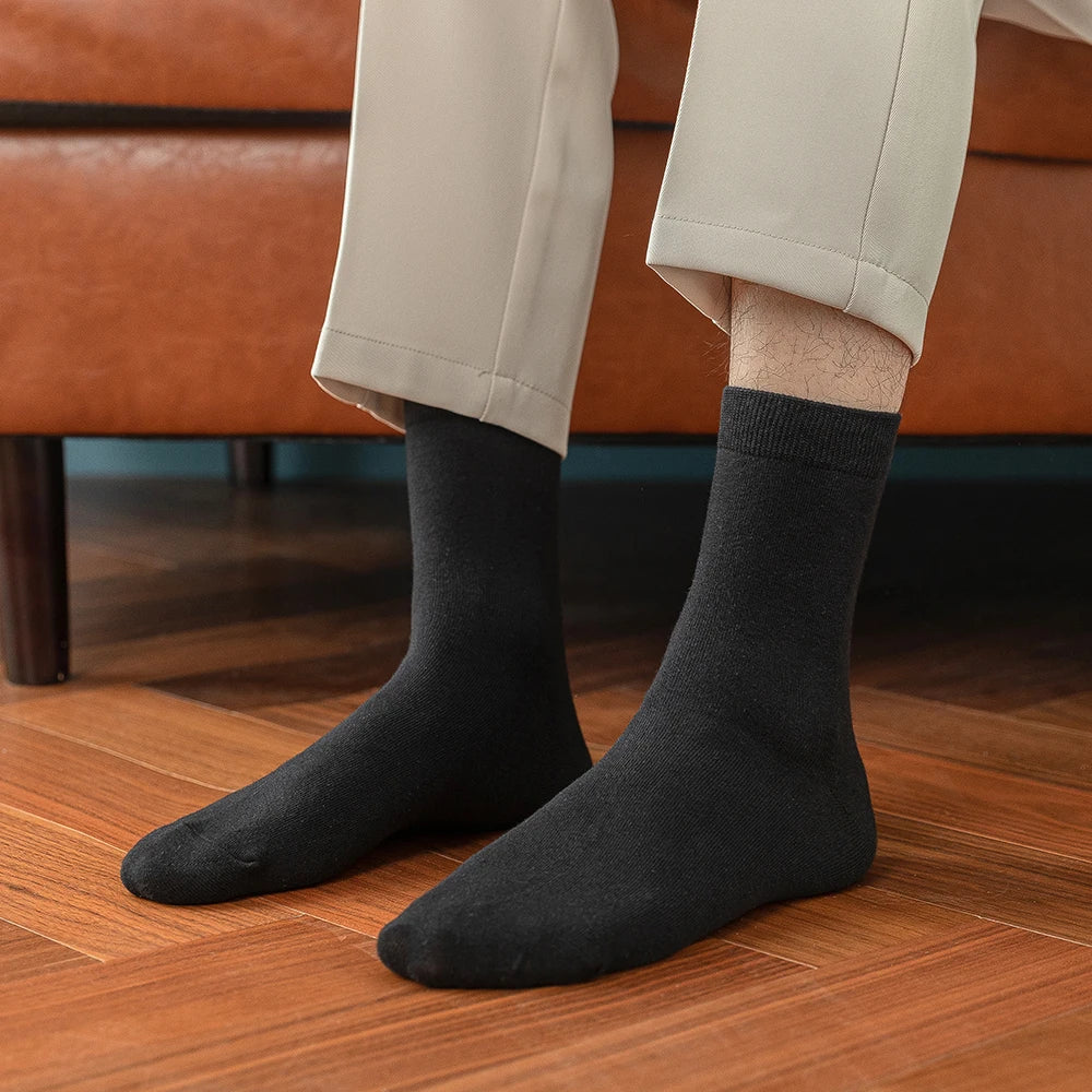 10 Pairs New Men's Cotton Socks Black Business Men Socks Soft Breathable Autumn Spring for Male White US6-10