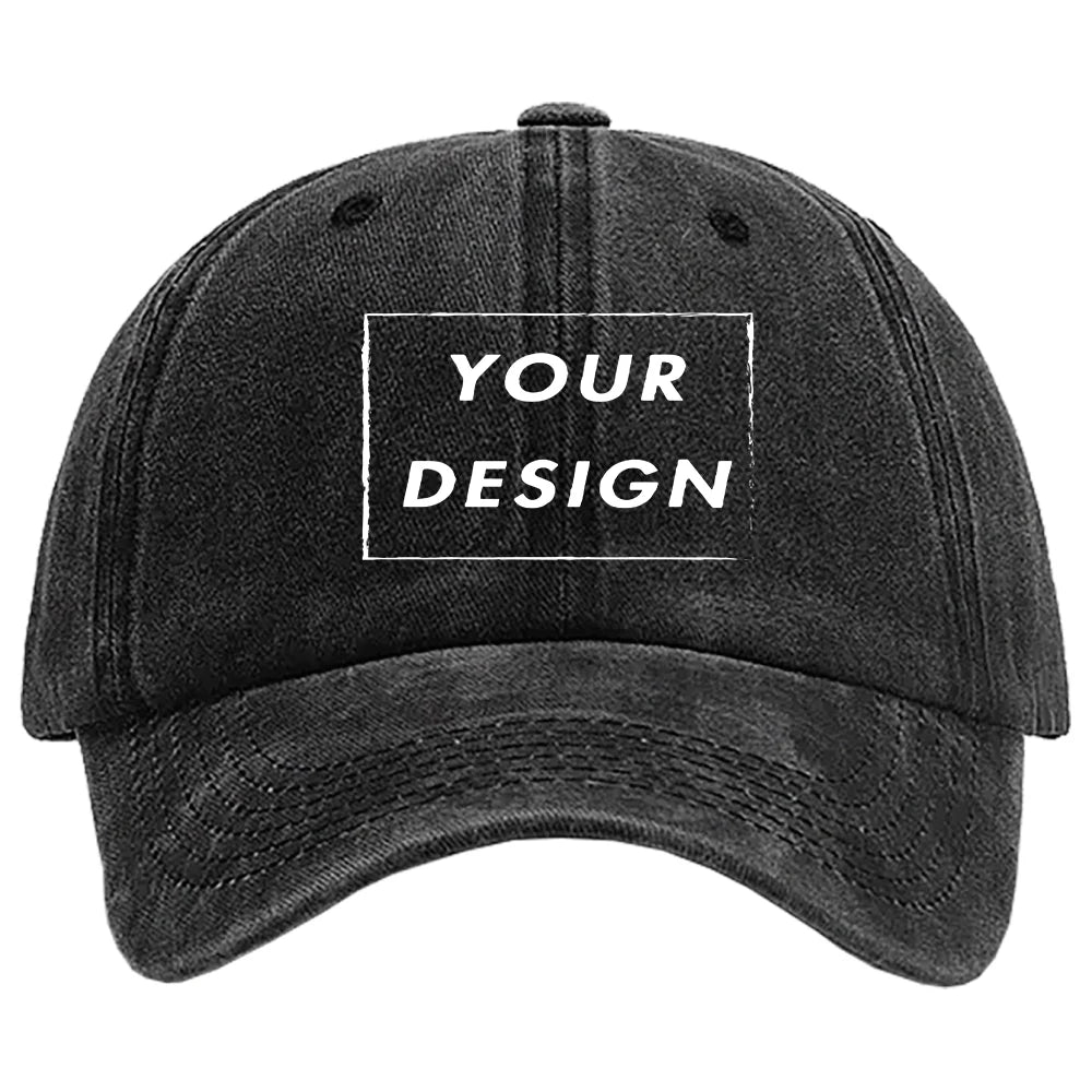 Custom Hat Baseball Cap 100% Washed Cotton Add Your Design Logo Text Photo Black Khaki Customize Caps for Men Women USA Shipping