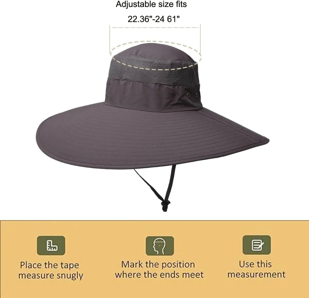 Leotruny Lightweight Windproof Super Wide Brim Waterproof Bucket Hat UPF 50+ UV Resistant Outdoor Sun Hat For Beach Fishing Travel Gardening