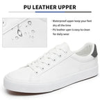 FRACORA Mens White Tennis Shoes Low Top Fashion Sneakers PU Leather Casual Shoe for Men