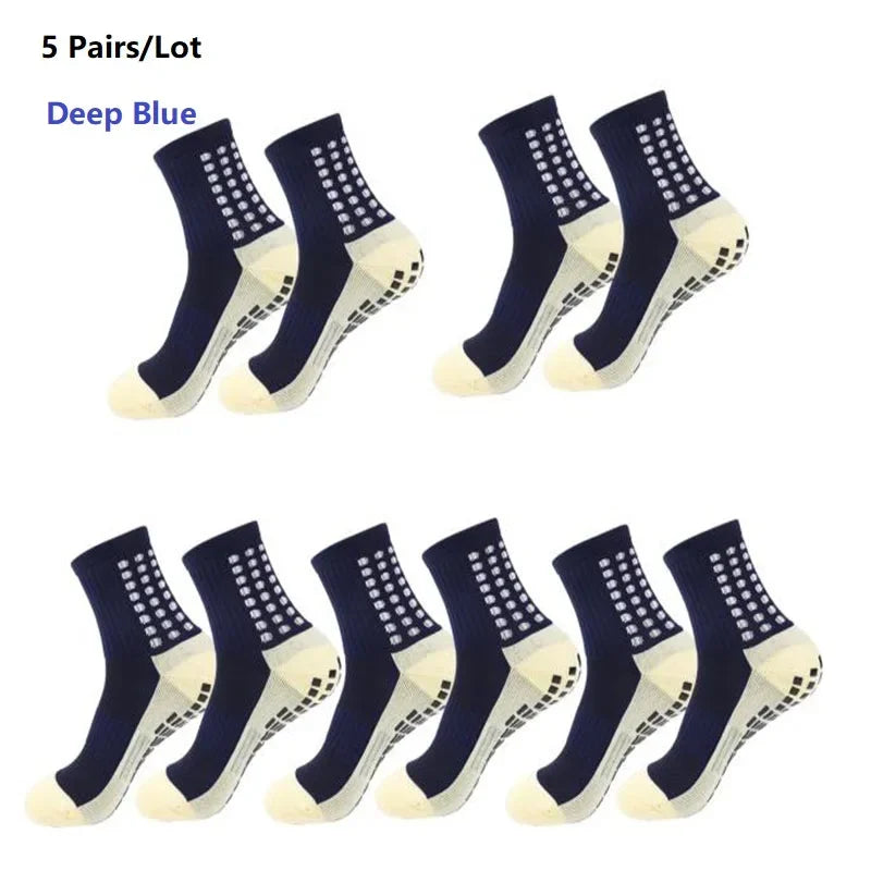 1/5/10/20 Pairs Unisex Mid Calf Sports Socks Silicone Anti Slip Dots Football Basketball Yoga Athletic Socks For Men