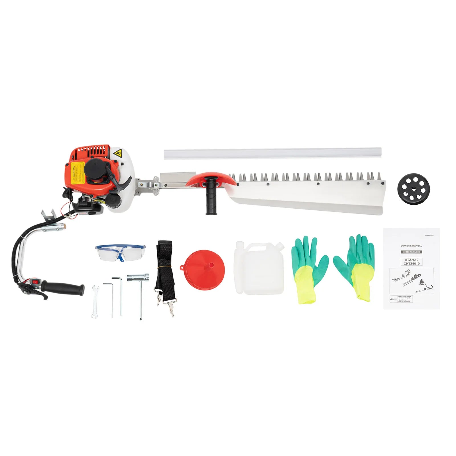 Petrol Hedge Trimmer Machine, 22.5CC 2-Stroke Engine with 27.6 Inch Double-Sided Blade, for Garden Shrub Pruning Yard Landscaping, Heavy Duty Cordless Hedge Cutter with Gloves & Goggles Kit