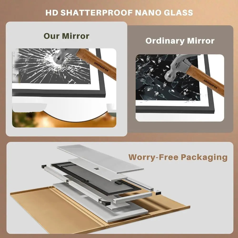 LED-Illuminated 16x60 Floor Standing Mirror with Adjustable Dimming and 3 Color Options for Home Decor