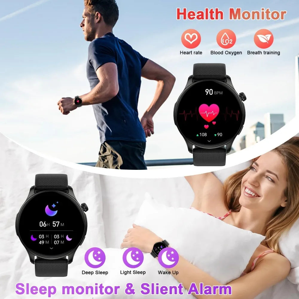 Waterproof Fitness Smartwatch with Answer Call, Pedometer, Sleep and Heart Rate Tracking for Men and Women