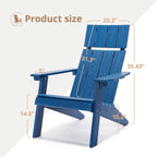 Modern Adirondack Chairs Set of 2, Navy Blue Plastic Adirondack Chair, High Back Poly Adirondack Fire Pit Chairs, Customized