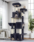 Indoor Use, Multi-Level Cat Tree in Dark Gray, with 3 Condos, Scratching Posts and Soft Extra Large Hanging Basket