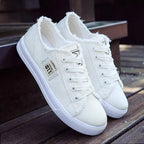 2024 Spring Summer Women Canvas Sneakers Low Top Lace Up Denim Flat Shoes Female Casual Board Shoes