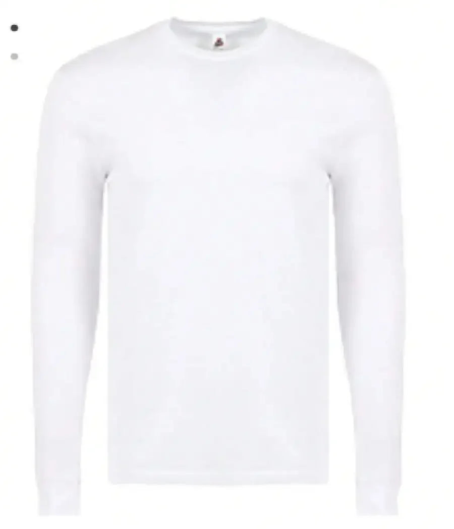 Mens Pure Cotton Long Sleeve Crew Neck T-Shirt Solid White Casual Top