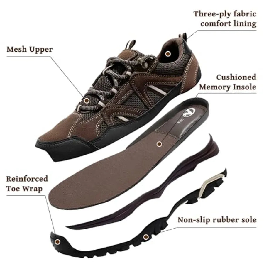 MIXIN Mens Hiking Shoes Lightweight Breathable Anti-Slip Low Top Sneakers for Walking Trekking Outdoor Shoes