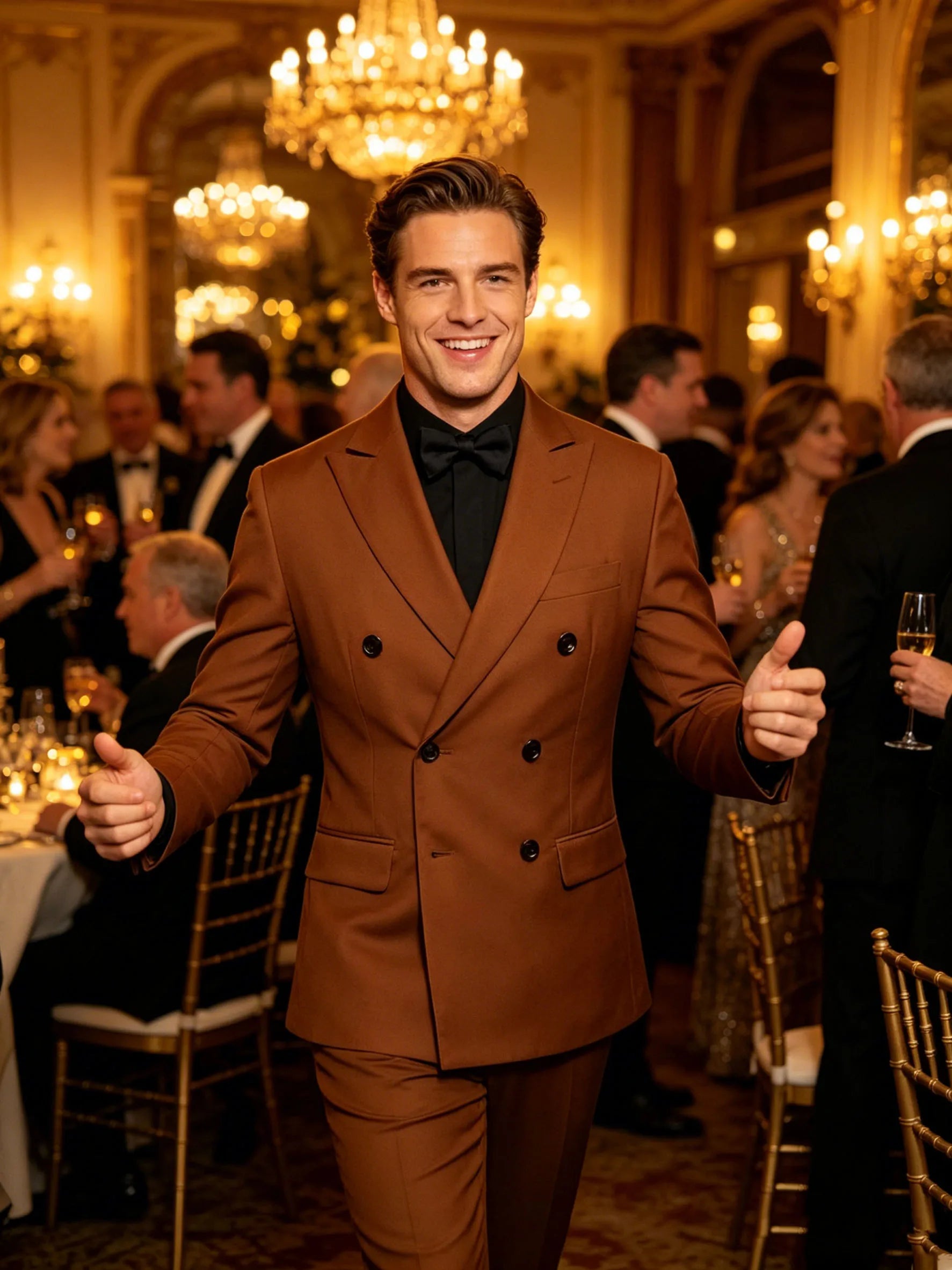 Suits for Men, 2 Piece Slim Fit Suit with Double Breasted Blazer and Tuxedo Pants