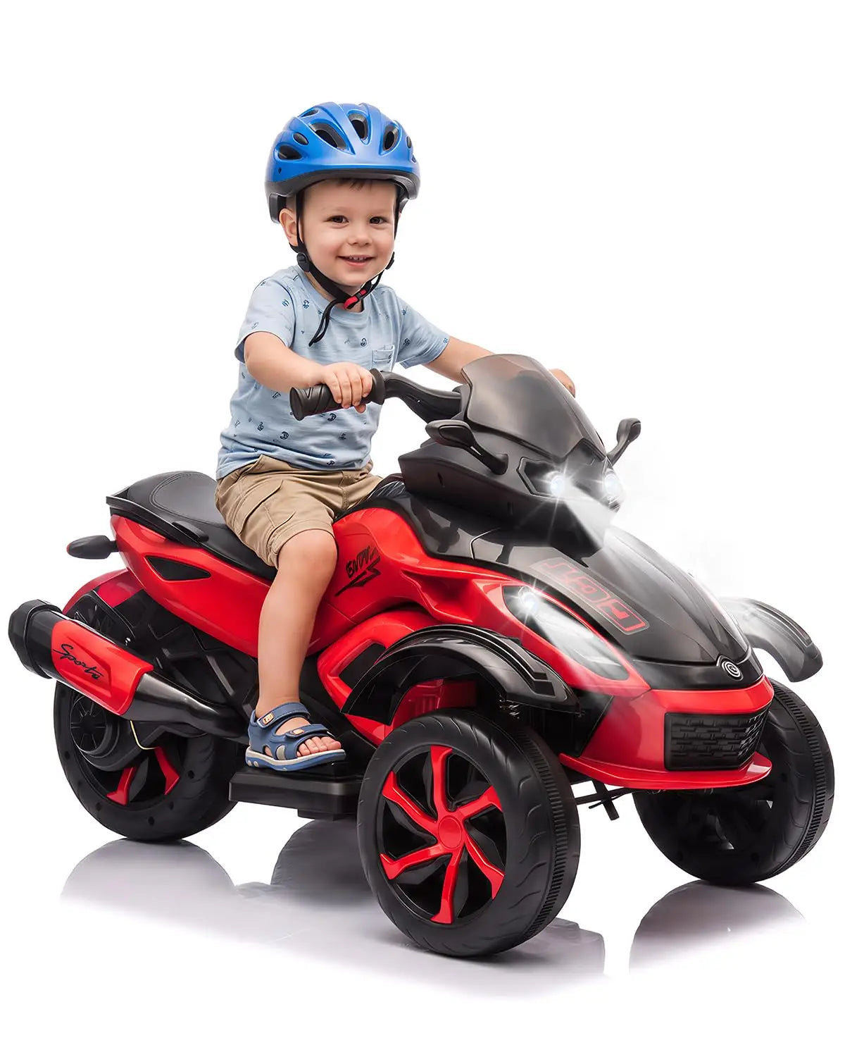 12V Dual Motor Kids Electric Ride-On Car – Up to 4 MPH, Music & Colorful Lights, 66 lbs Capacity, Outdoor 3-Wheels Battery Powered Vehicle Toy Tricycle for Boys & Girls Ages 3-6