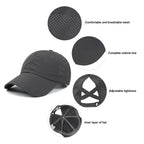 Quick Drying Trucker Hats 1pc Womens Criss Cross Ponytail Baseball Cap Adjustable High Messy Bun Ponycap Unisex Adult