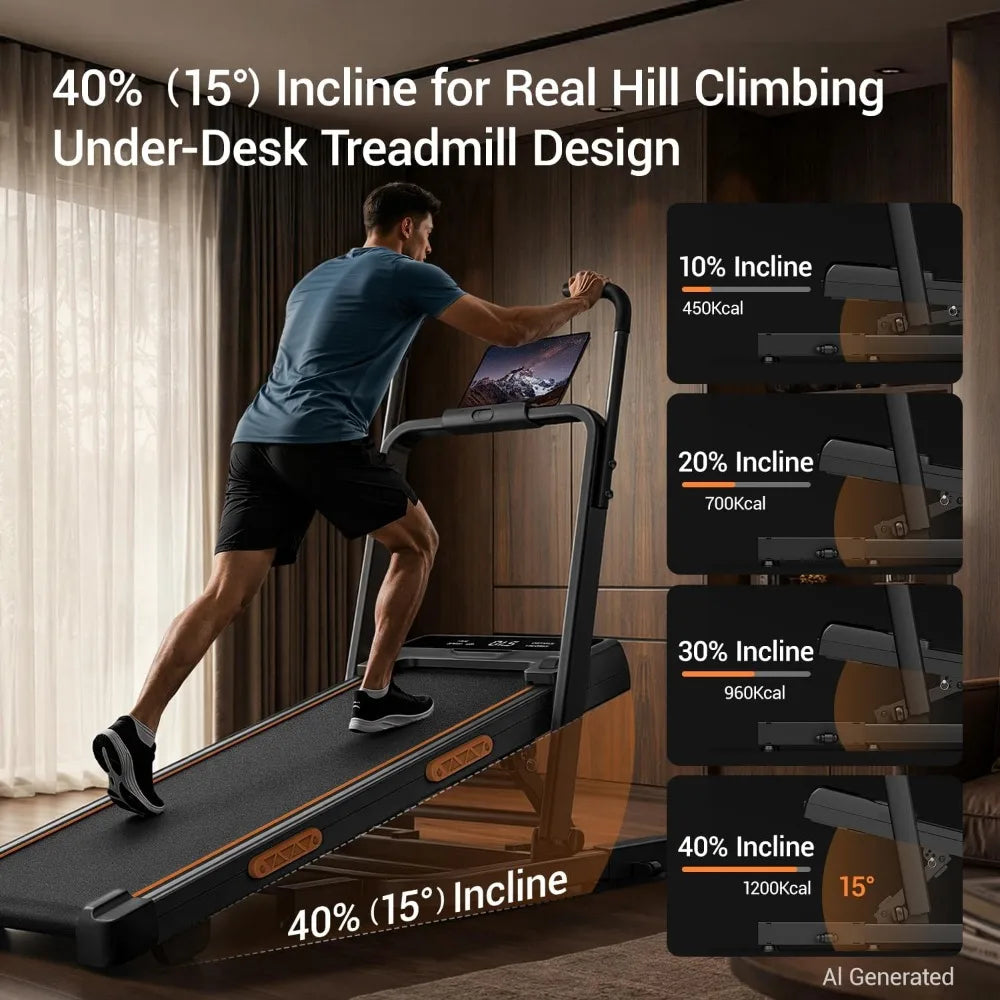 Walking Pad Treadmills: Dual Handle, Stair Mode, LED Display, Quiet 3.0HP, 7-Layer Shock, 400lbs